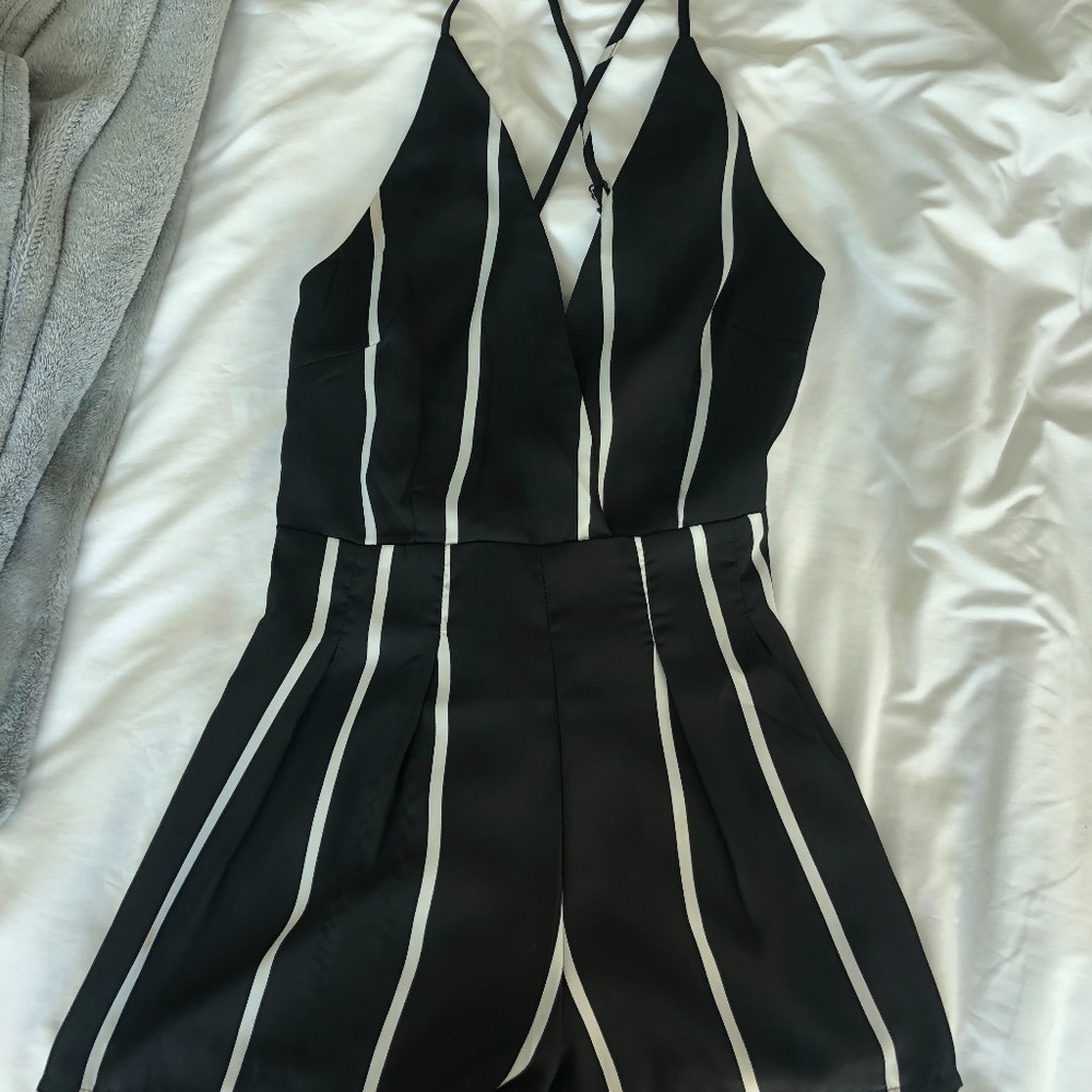 Black and White Stripped Romper